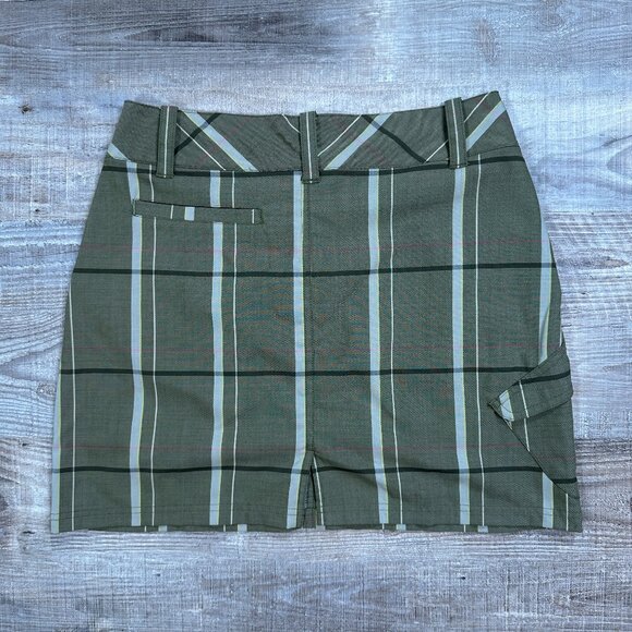 Smartwool Plaid Mini Skirt Women's Sz 6 Merino Wool Blend Green Cargo Pocket - Picture 3 of 12